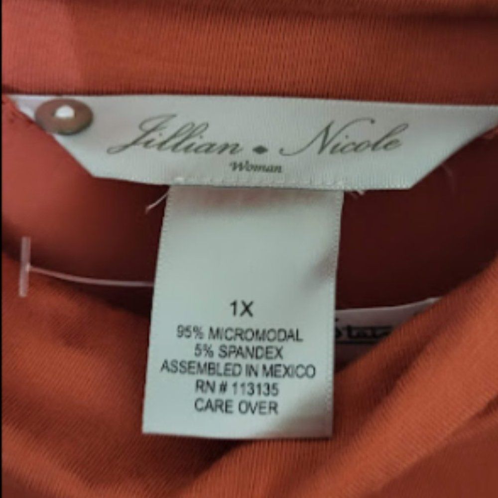Jillian Nicole Women's NWT Orange Turtleneck Long Sleeve Top Size 1X - Picture 3 of 10